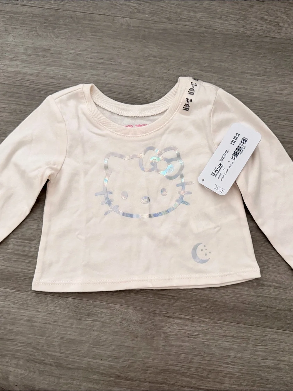 Hello Kitty Holographic Logo Long-Sleeve Top - size 12-18 months